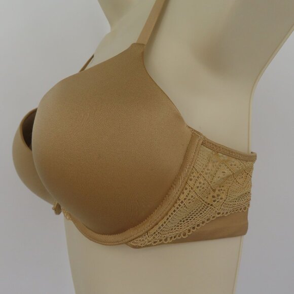 Maidenform 36B Custom Lift T Back Bra 09649 Solid Beige Underwire Front Closure - Picture 4 of 12